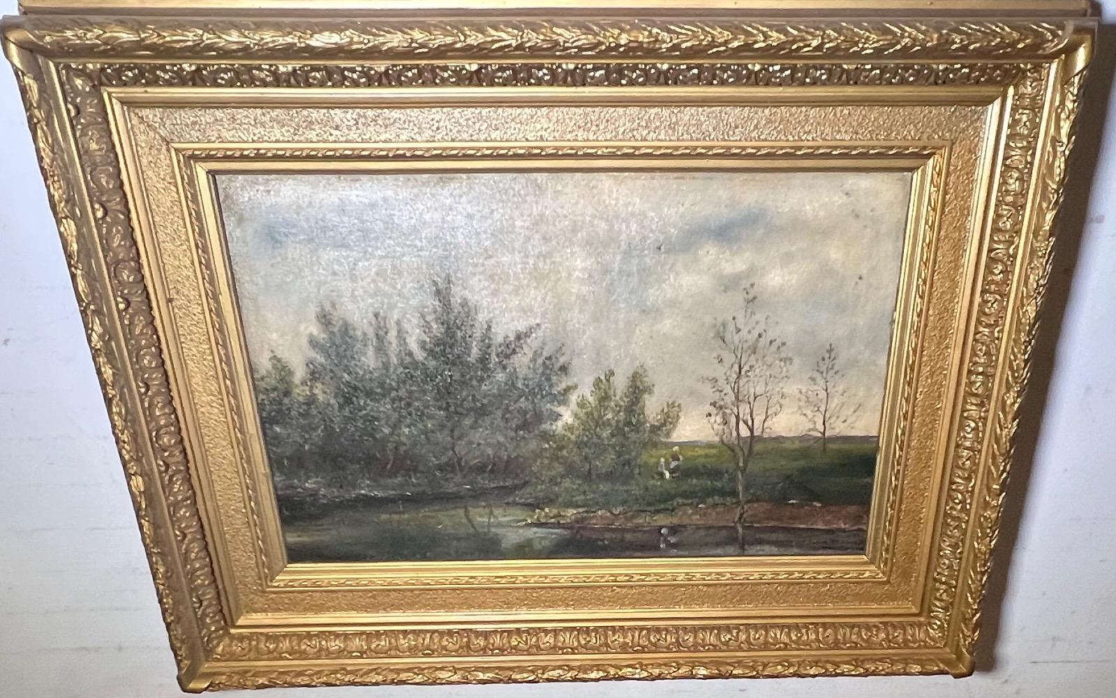The daily life at the riverside ( oil on canvas)