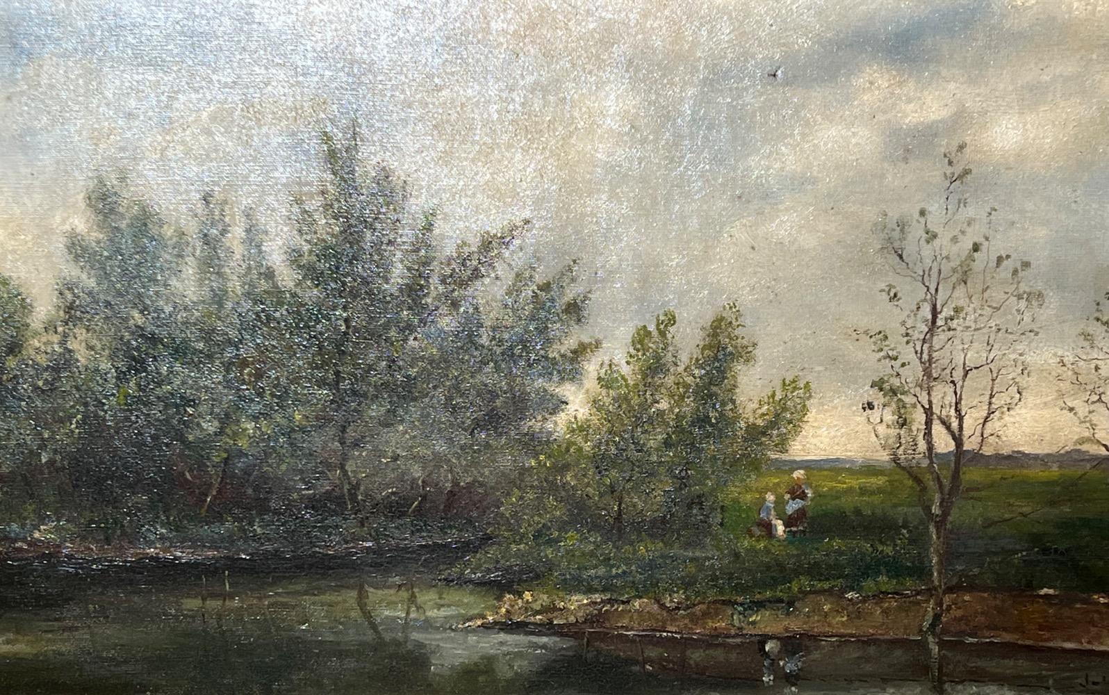 The daily life at the riverside ( oil on canvas)