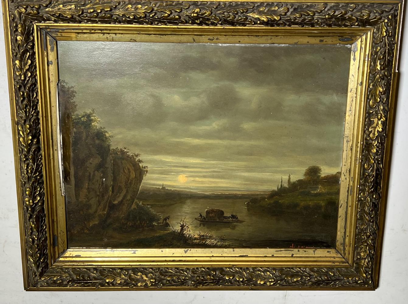 The daily life at the riverside ( oil on panel )