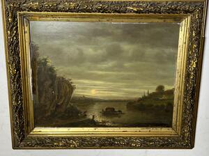 The daily life at the riverside ( oil on panel )