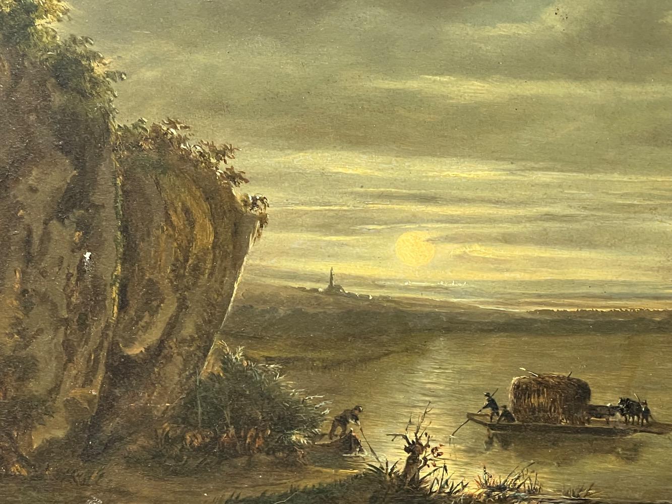 The daily life at the riverside ( oil on panel )