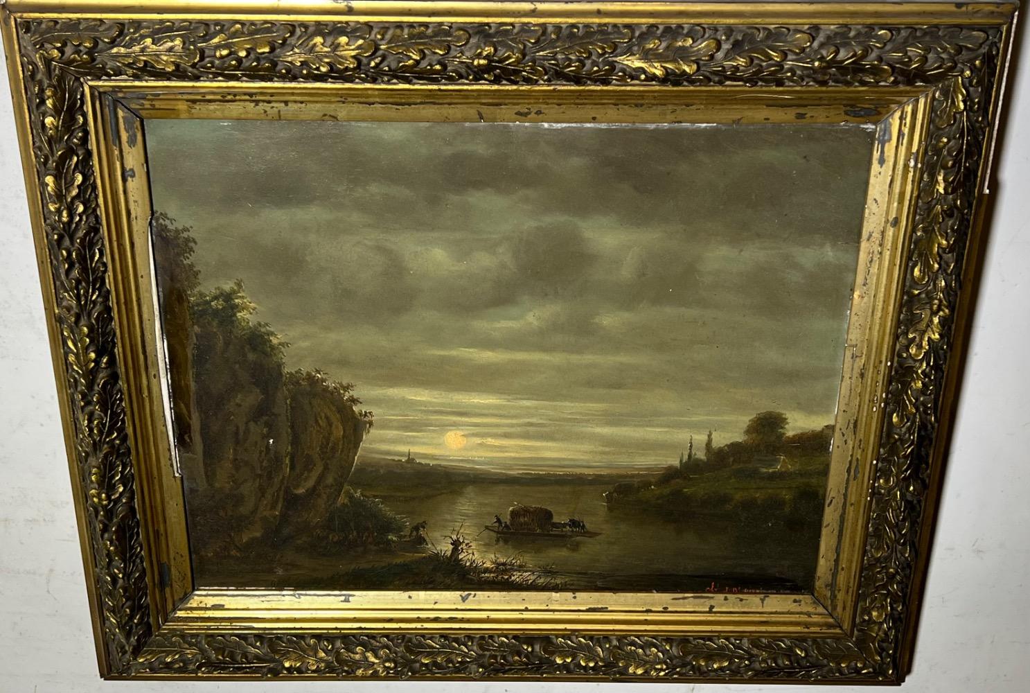 The daily life at the riverside ( oil on panel )