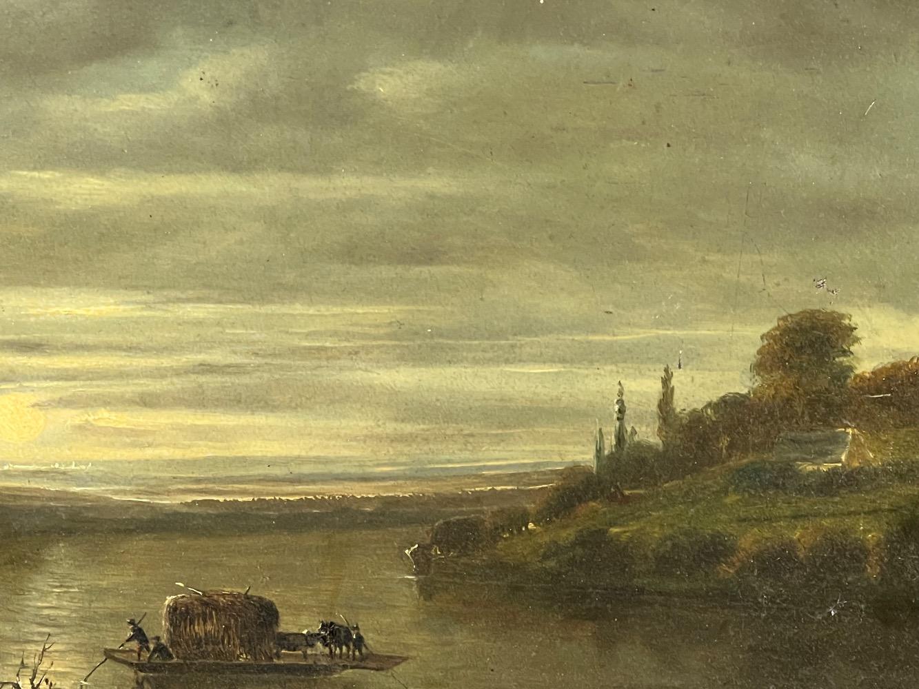 The daily life at the riverside ( oil on panel )