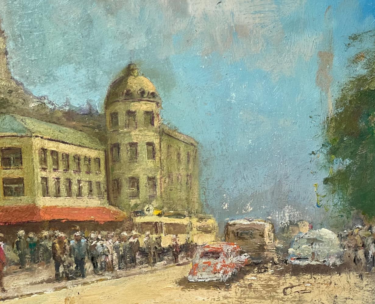 The daily life in Paris ( oil on panel )