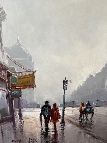 The daily life in Paris ( oil on canvas )