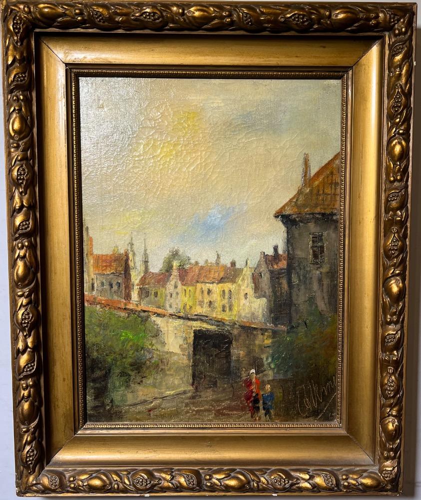 The daily life in the city ( oil on canvas )