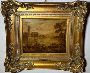 The daily life in the harbor ( oil on panel)