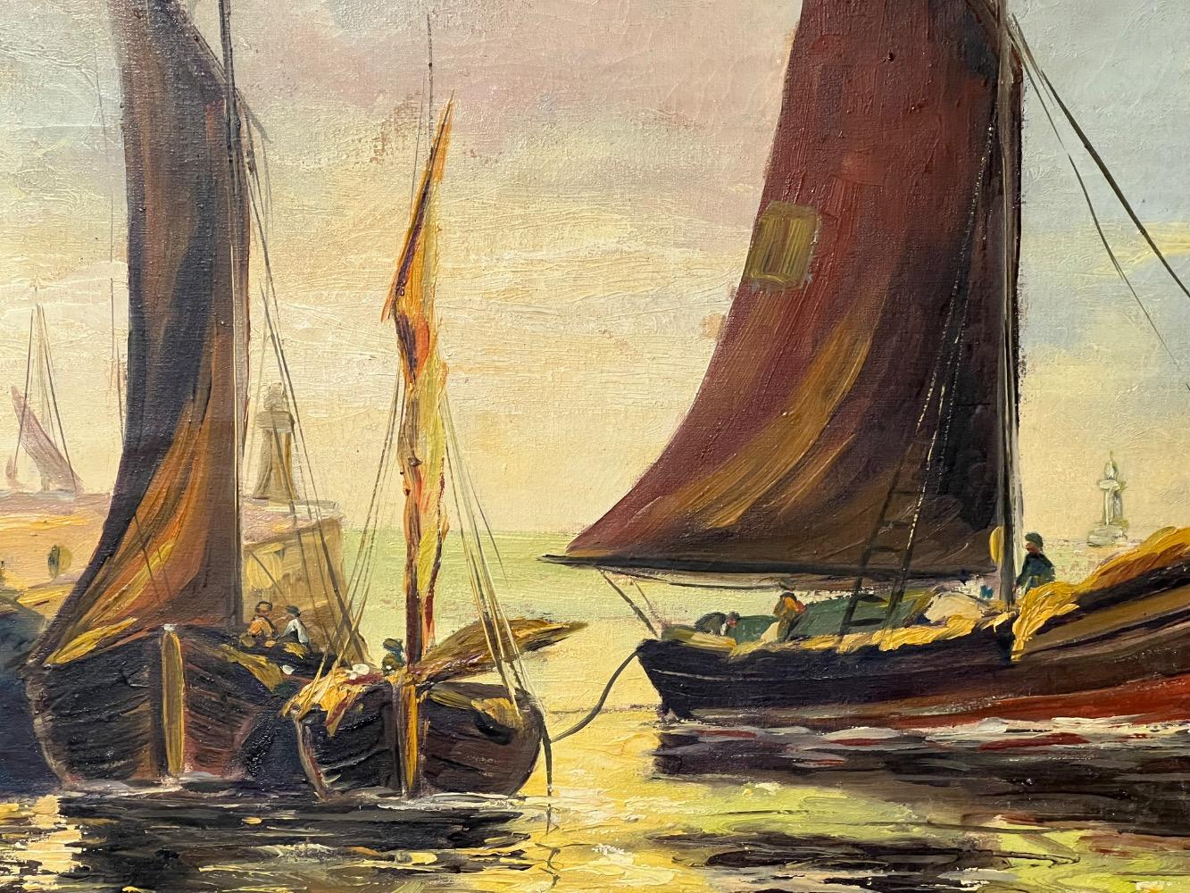 The daily life in the harbour ( oil on canvas )