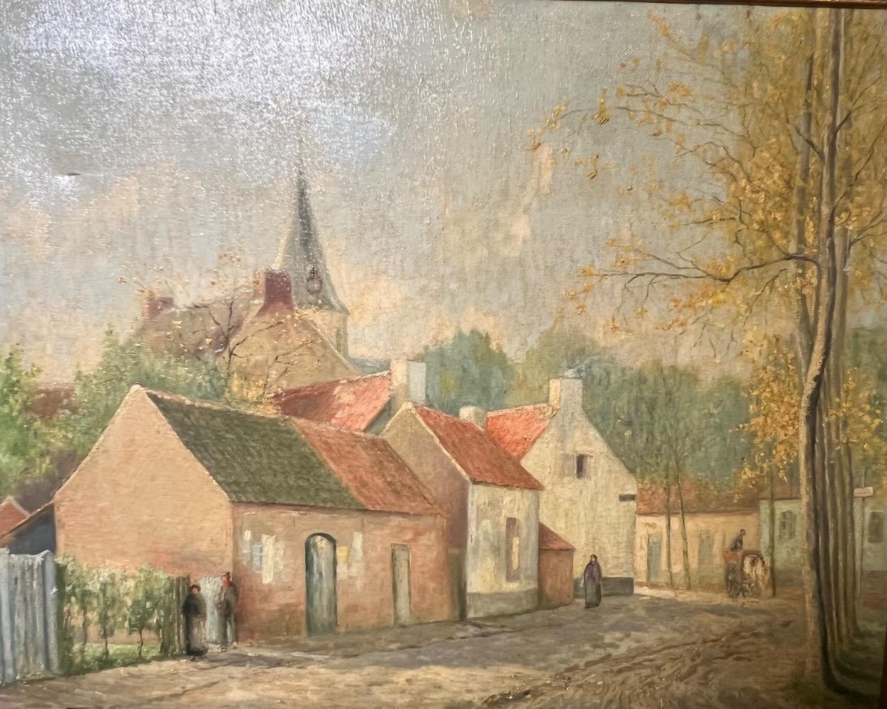 The daily life in the peaceful  village ( oil on canvas )