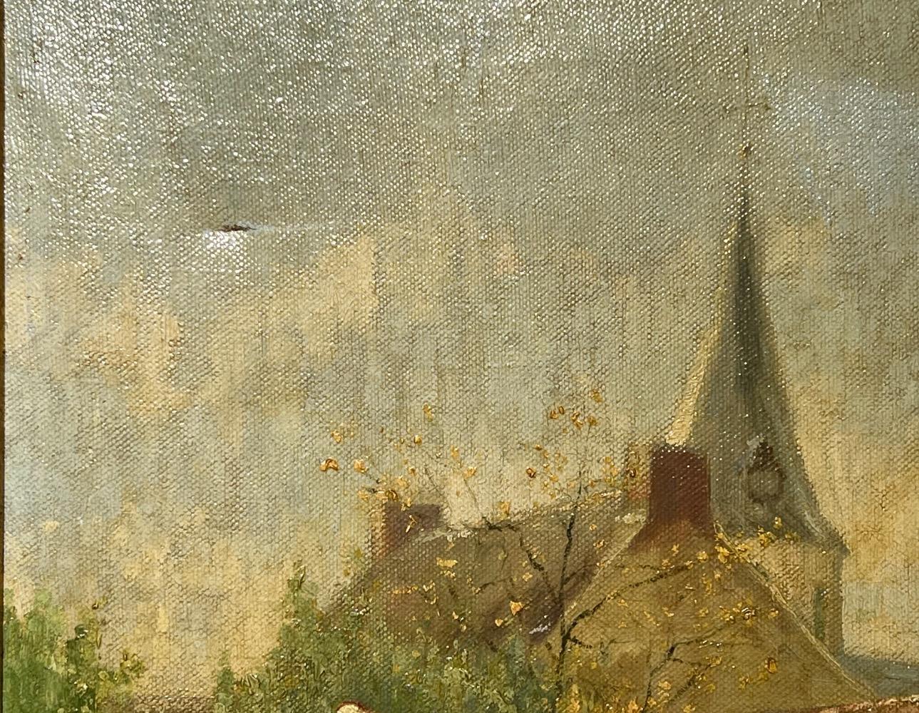 The daily life in the peaceful  village ( oil on canvas )