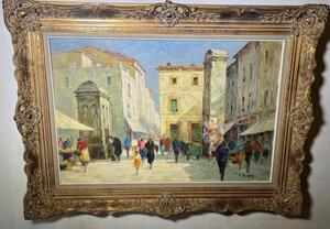 The daily life in Venice ( oil on canvas )