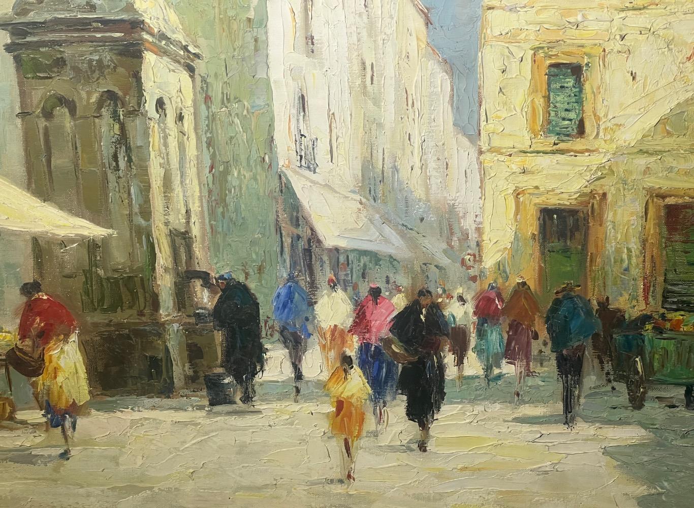 The daily life in Venice ( oil on canvas )