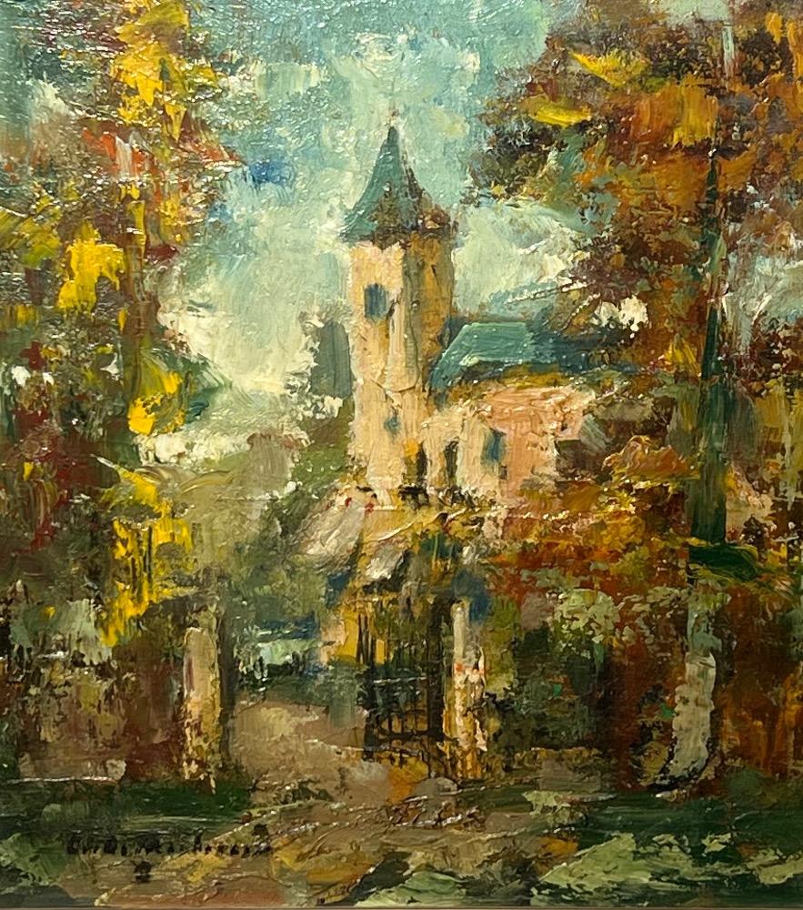The entrance of the castle ( oil on panel )