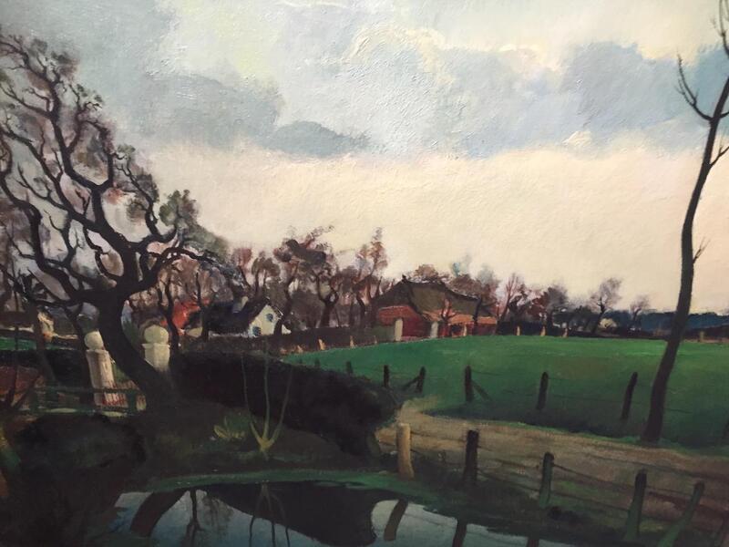 The farm at the riverside ( oil on canvas )