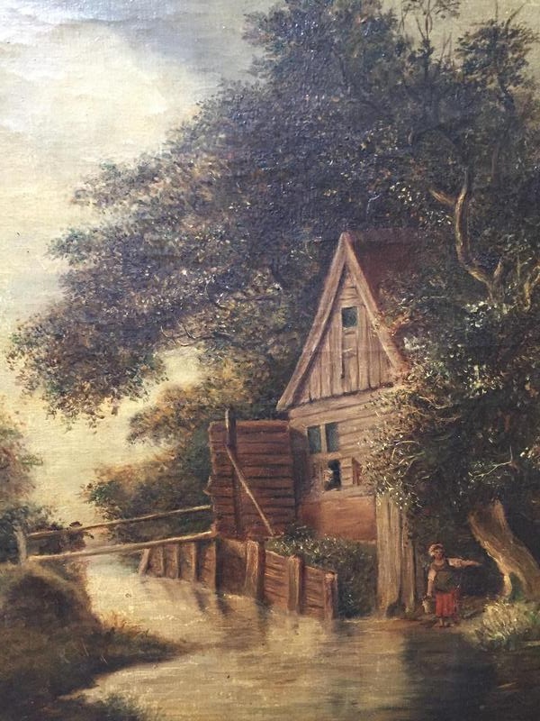 The farm at the riverside ( oil on canvas)