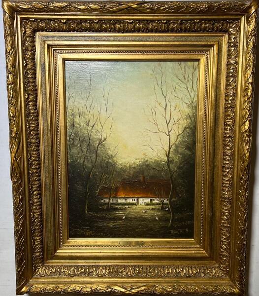 The farm in the autumn ( oil on canvas )