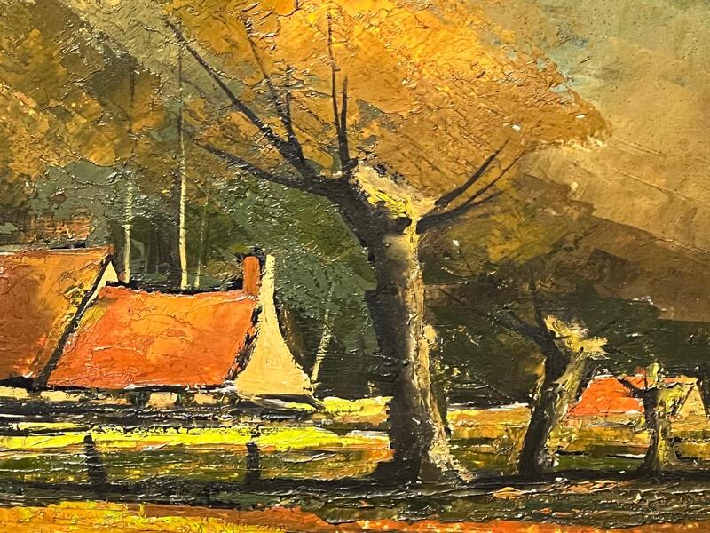 The farm in the evening ( oil on panel )