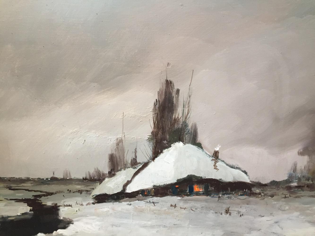 The farm in the wintertime ( oil on canvas)