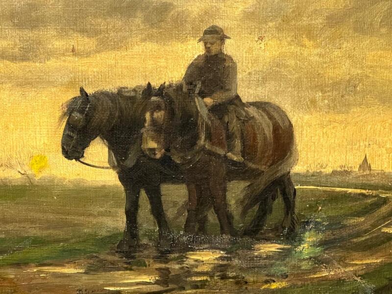 The farmer with his horse at work ( oil on canvas )