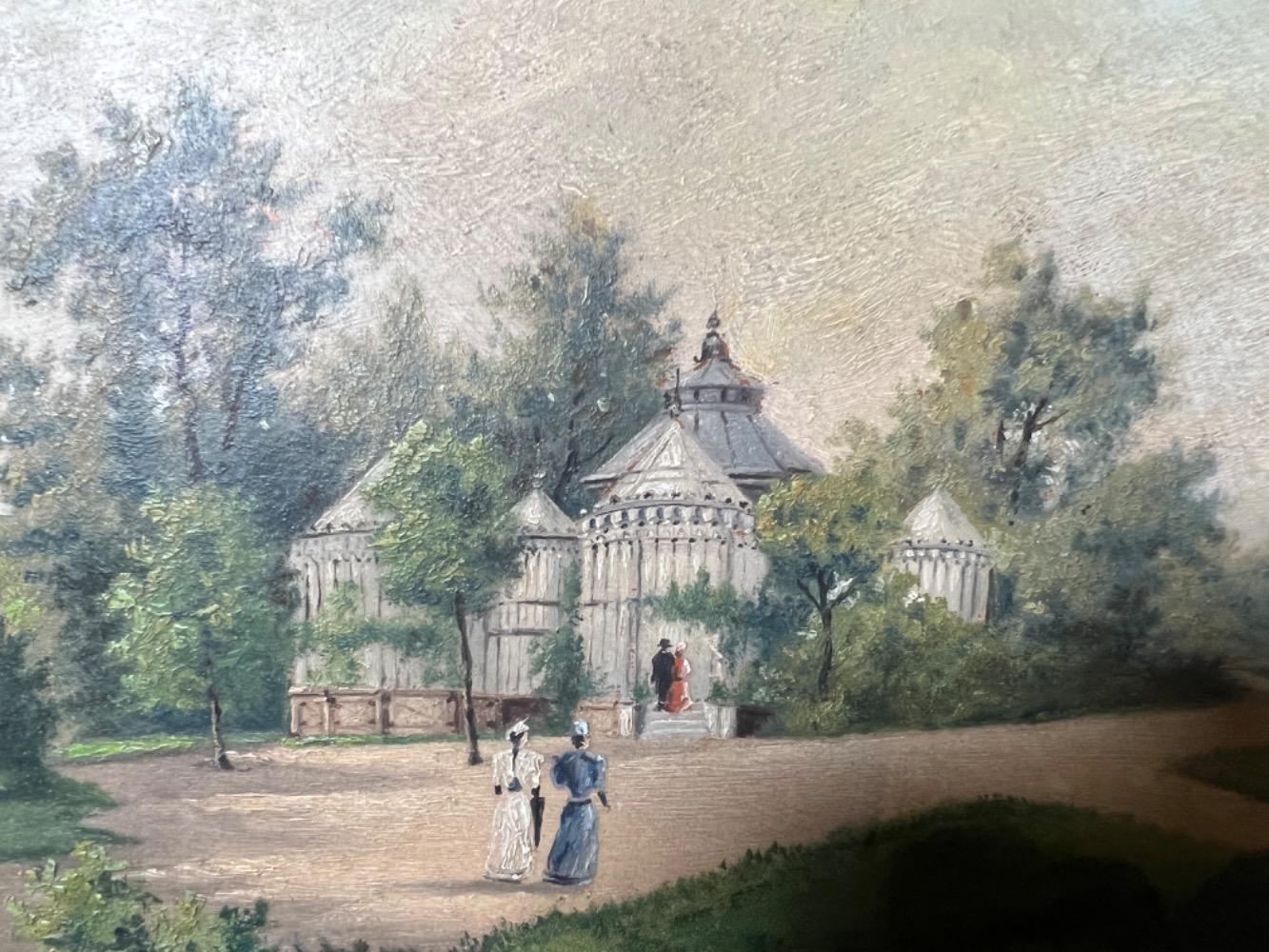 The gardens in Spa ( oil on panel )