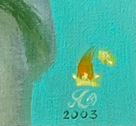 The girl with the bird ( oil on canvas )