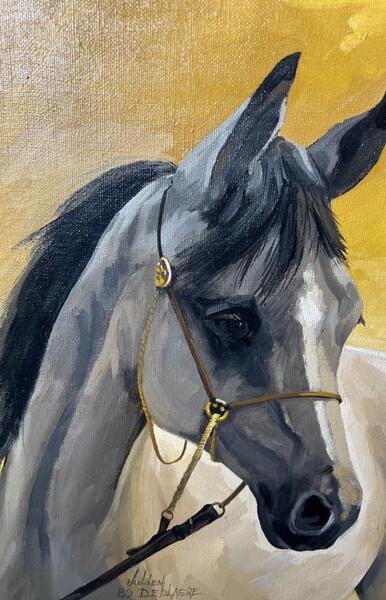 The grey horse ( oil on panel )