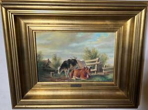 The happy cows ( oil on panel ) and 4 paintings 