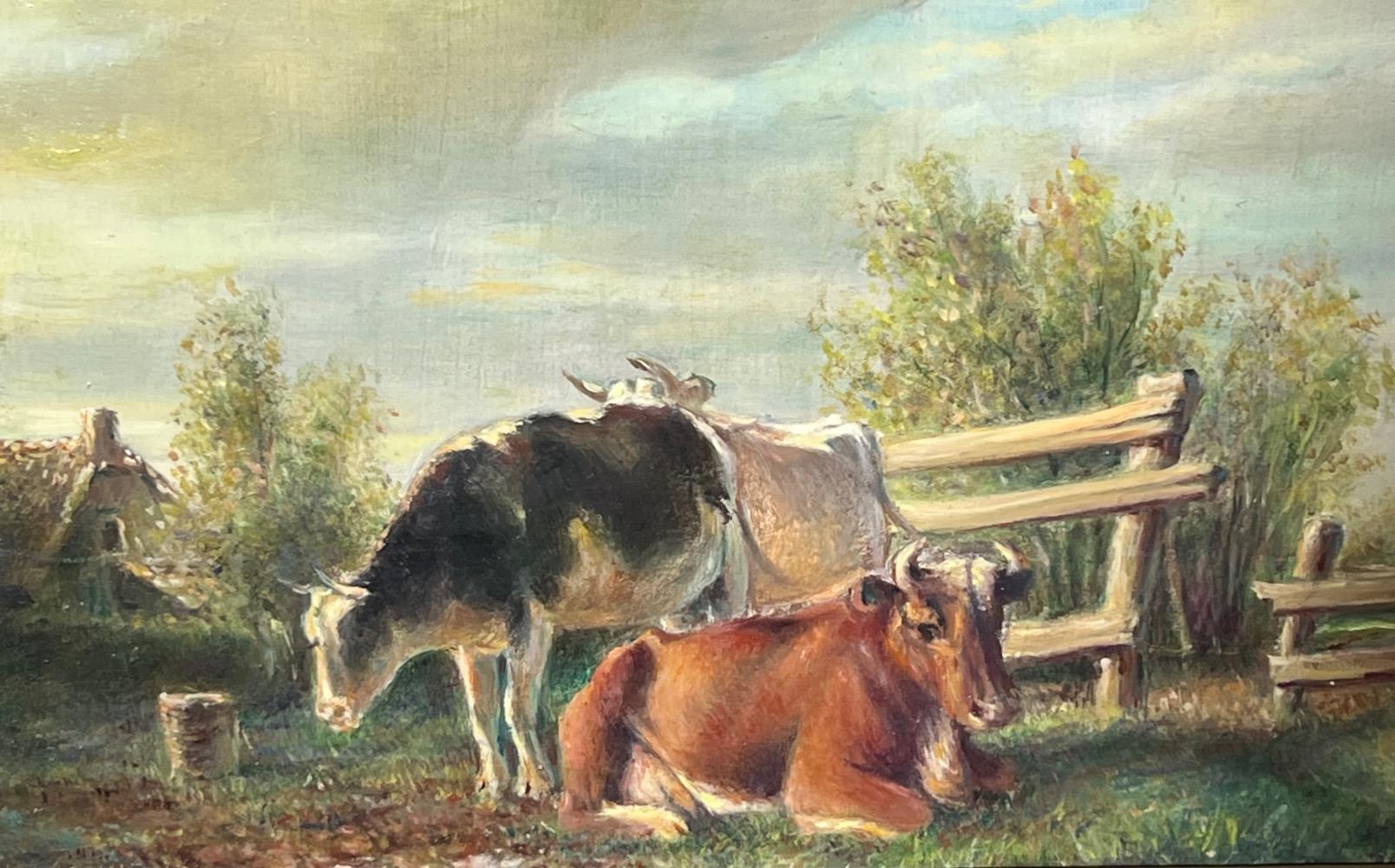 The happy cows ( oil on panel ) and 4 paintings 