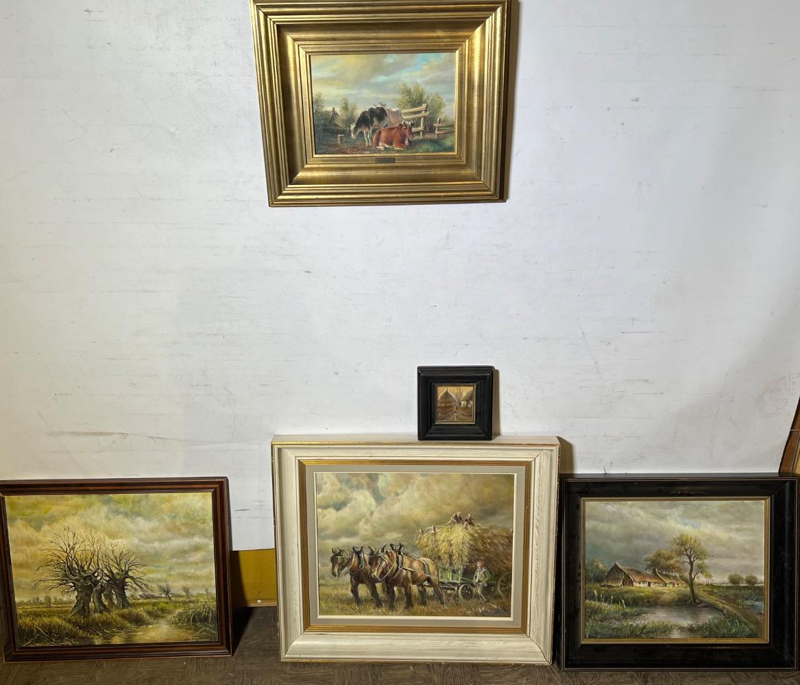The happy cows ( oil on panel ) and 4 paintings 