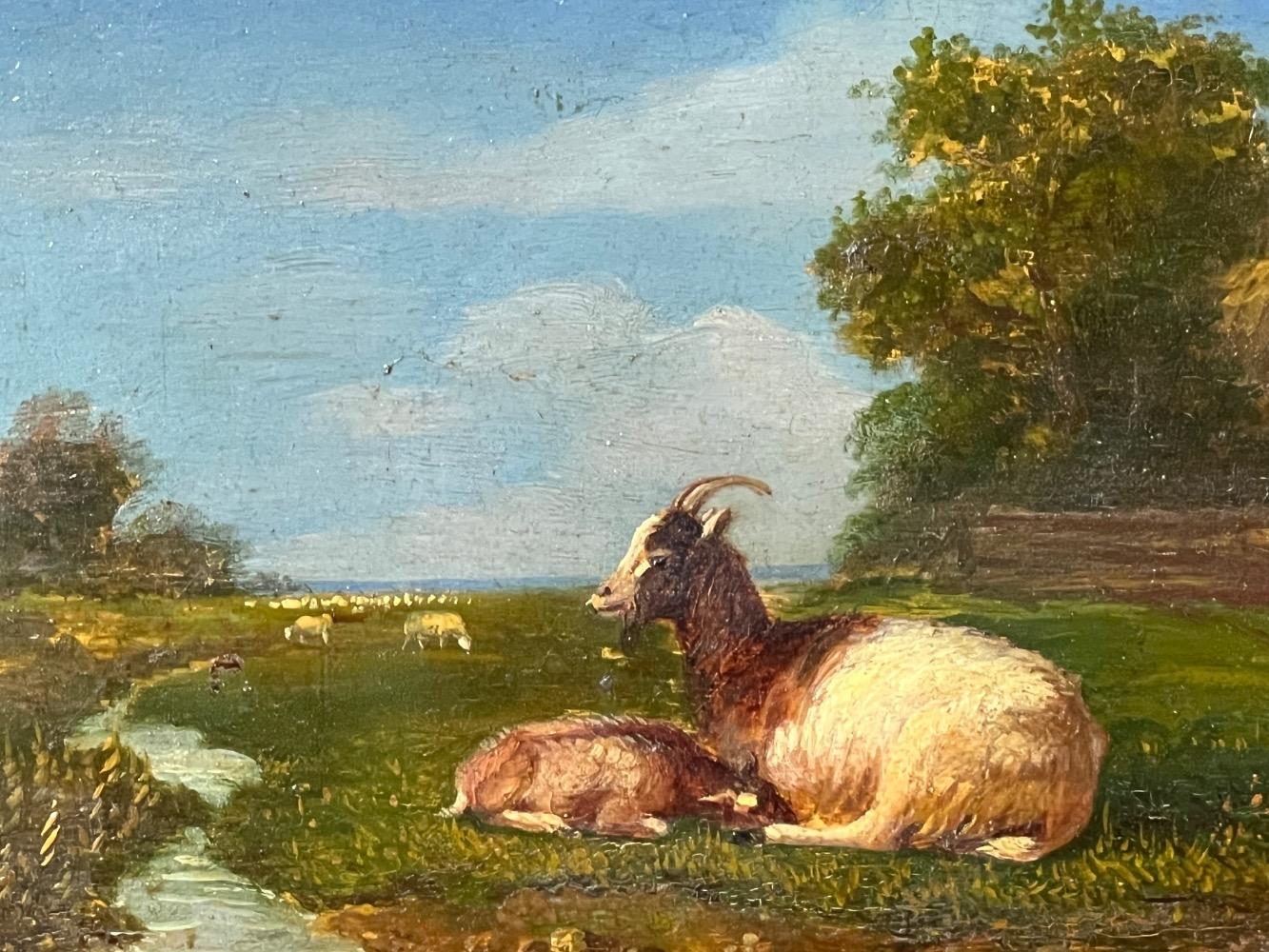 The happy goat family ( oil on panel )