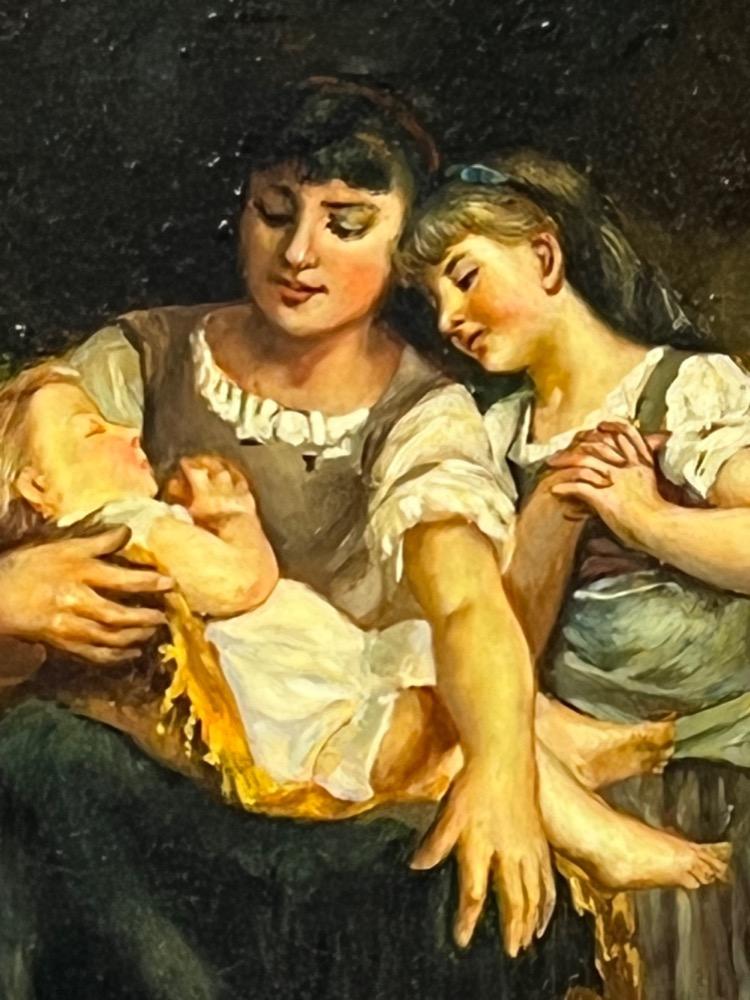 The happy mother ( oil on panel )