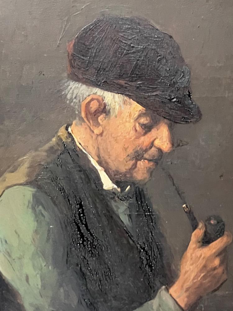 The happy pipesmoker ( oil on panel )