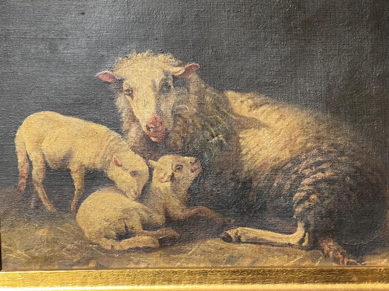 The happy sheep family ( oil on canvas )