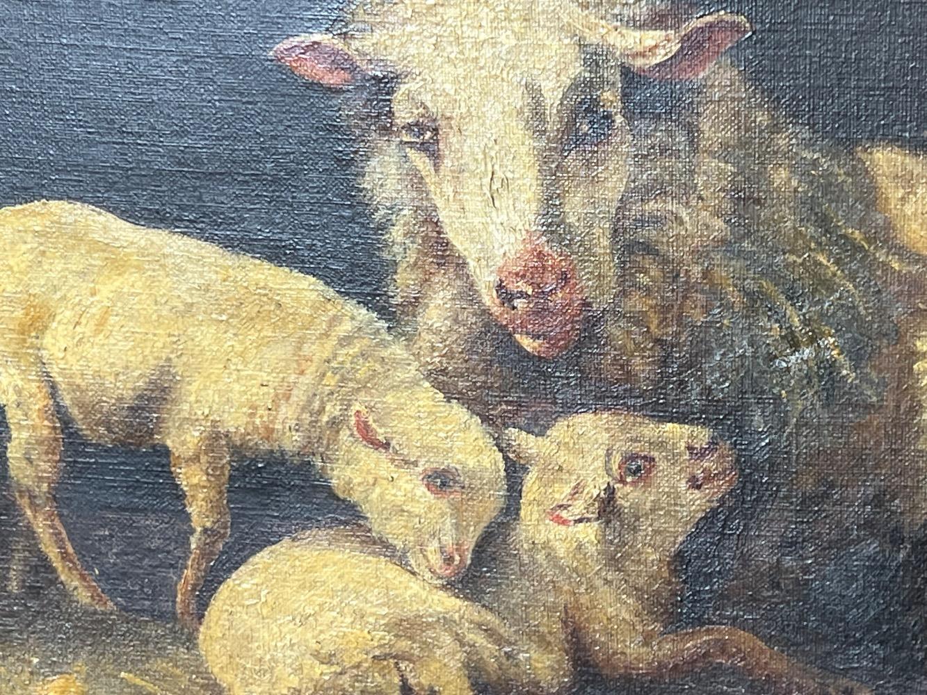 The happy sheep family ( oil on canvas )