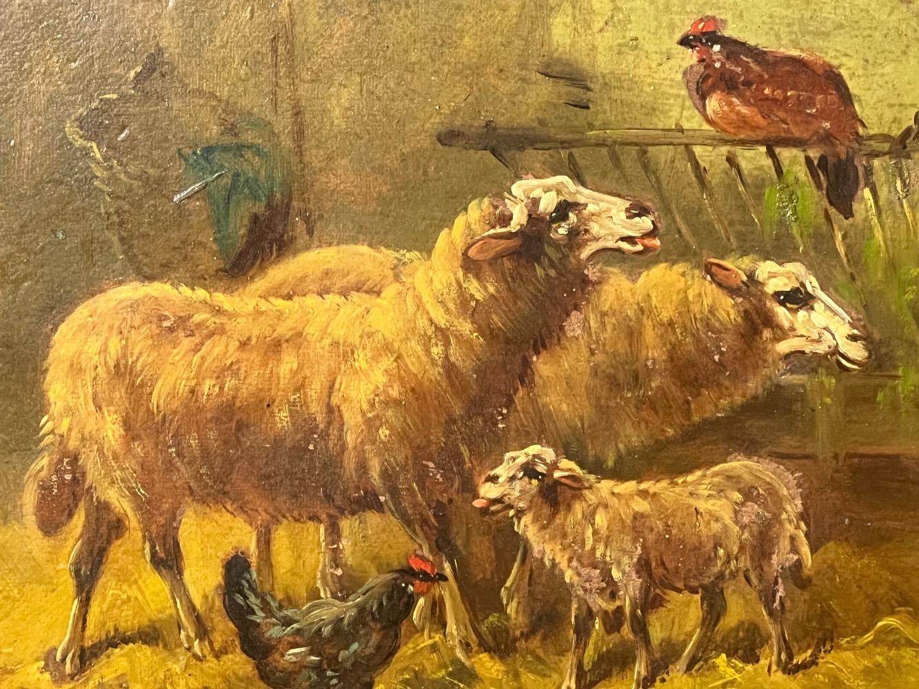 The happy sheep family ( oil on panel )