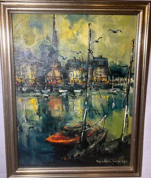 The harbor in Honfleur ( oil on panel )