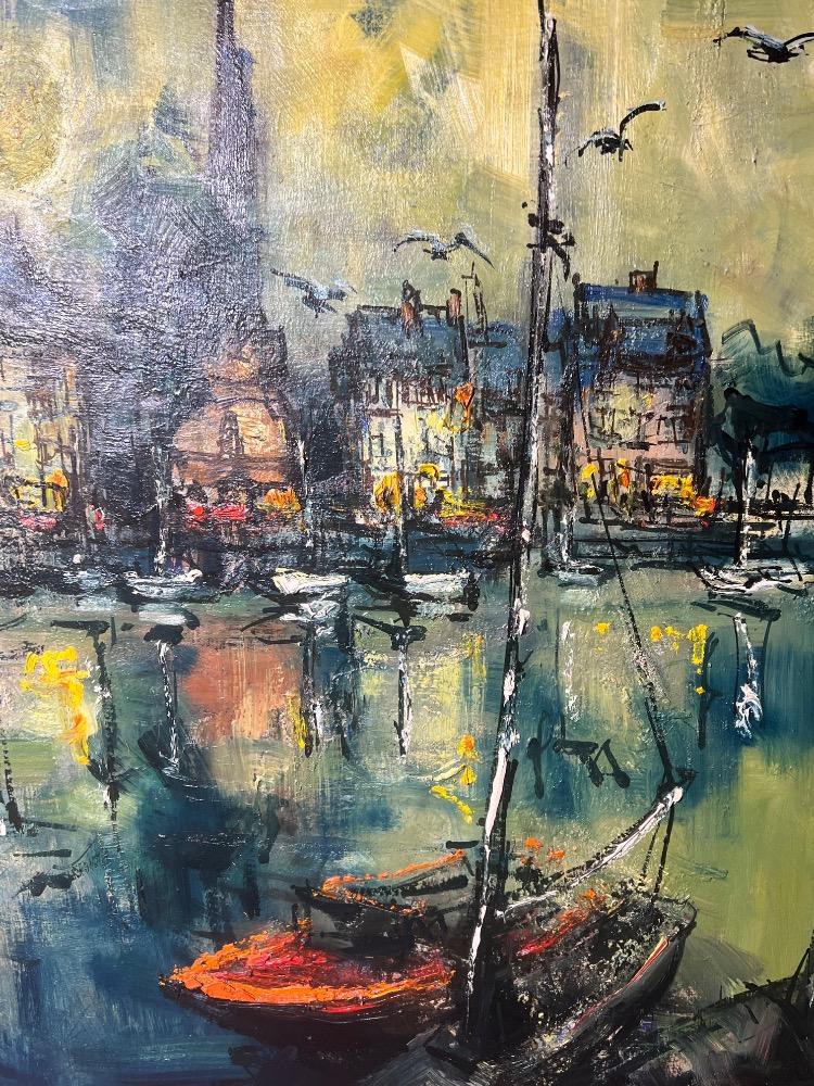 The harbor in Honfleur ( oil on panel )