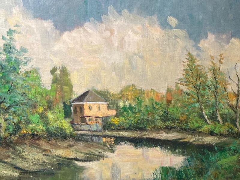 The house at the riverside ( oil on canvas )