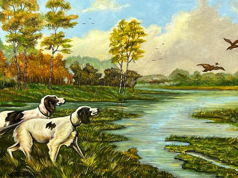 The hunting dogs ( oil on canvas )
