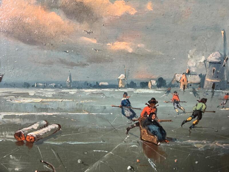 The iceskaters in Holland ( oil on panel )