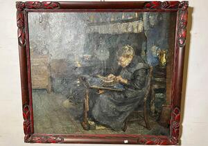 The lacemaker ( oil on canvas )