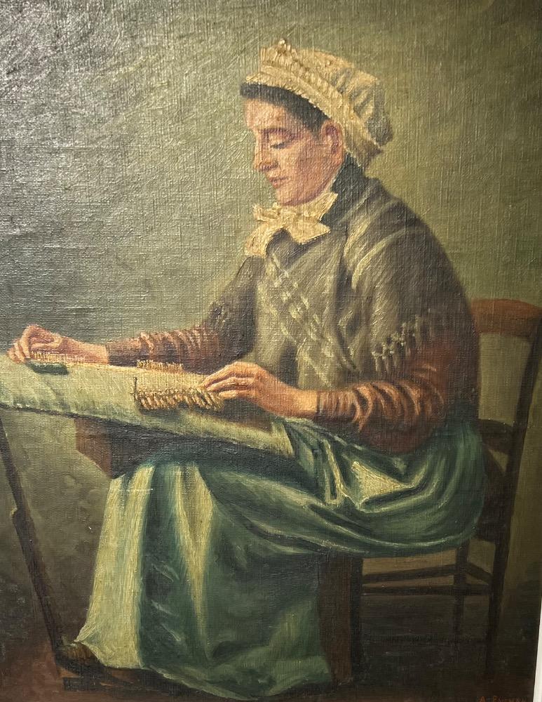 The lacemaker ( oil on canvas on board )