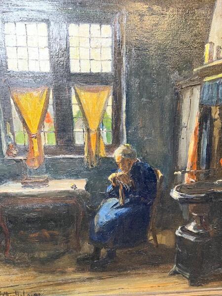 The lacemaker in Bruges ( oil on canvas )
