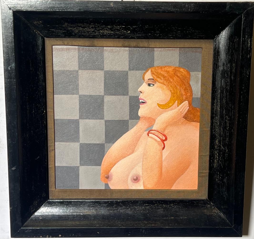 The make up in the bathroom ( oil on panel )