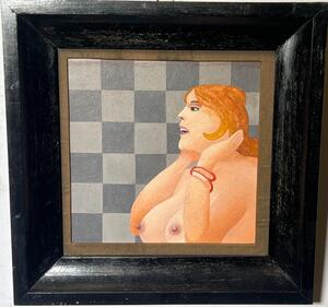 The make up in the bathroom ( oil on panel )