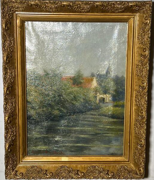 The peaceful village ( oil on canvas )