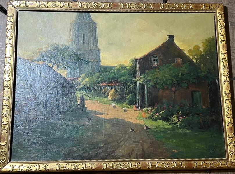 The peaceful village ( oil on canvas on panel )