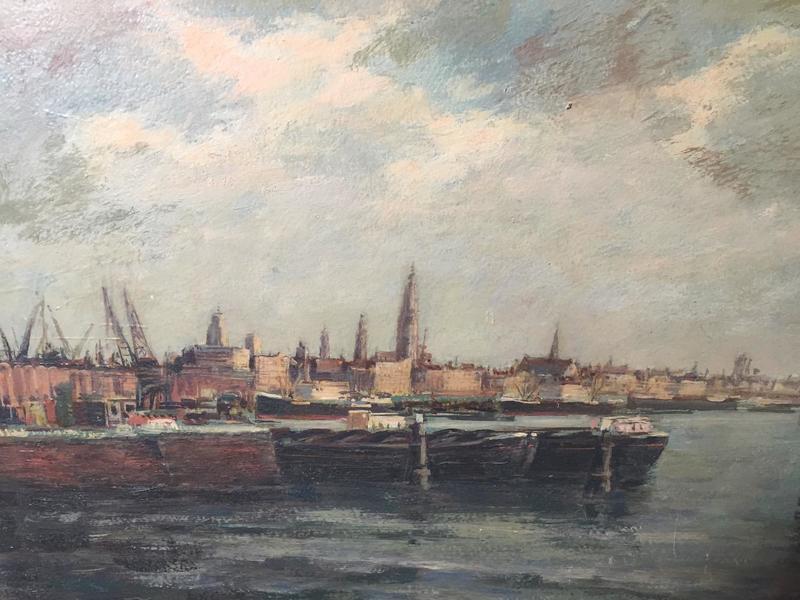 The port of Antwerp ( oil on panel )