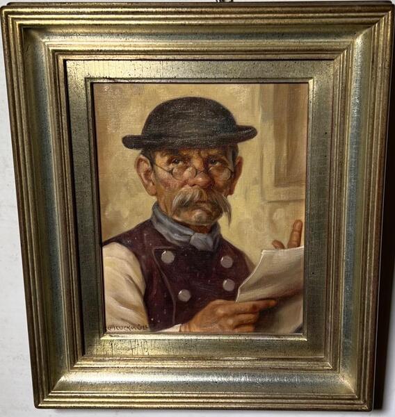 The reader and the drinker , a pair ( oil on canvas )