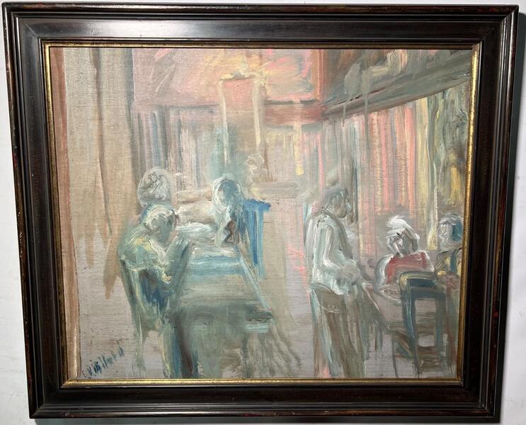 The restaurant ( oil on panel )